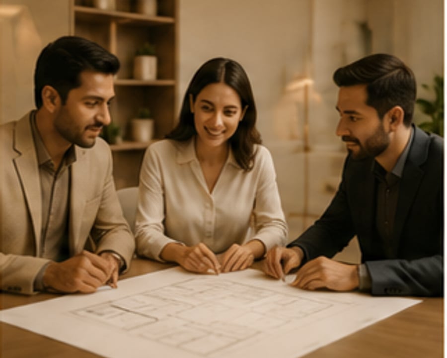 Tathastu Infra team guiding clients through property and design planning