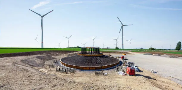 Wind turbine foundation base civil construction work